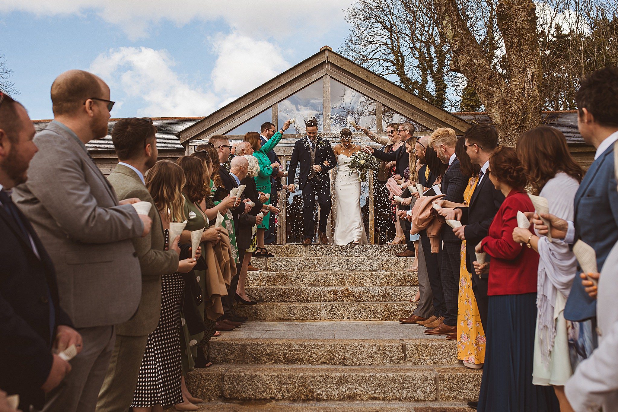 Bride and Groom in Confetti